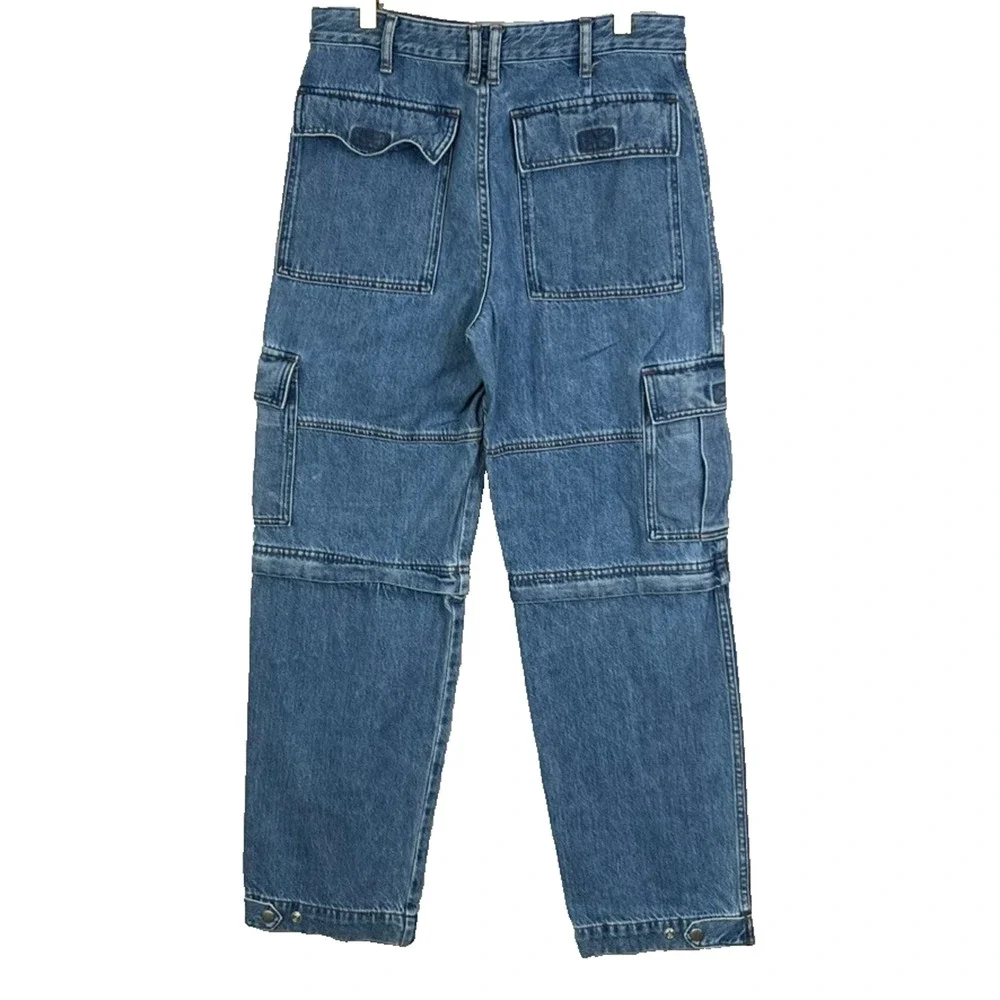 Madewell Jeans Womens 28 Baggy Straight Cargo Zip-Off Convertible Medium Wash